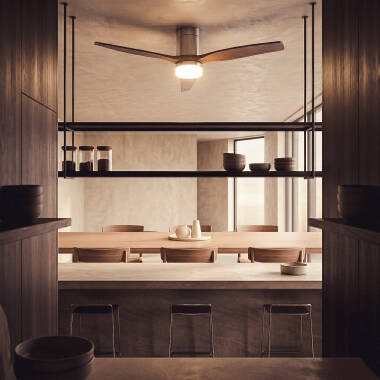 Imagem de Ventoinha de Teto com luz Silenciosa DC com aspas de madeira Leros