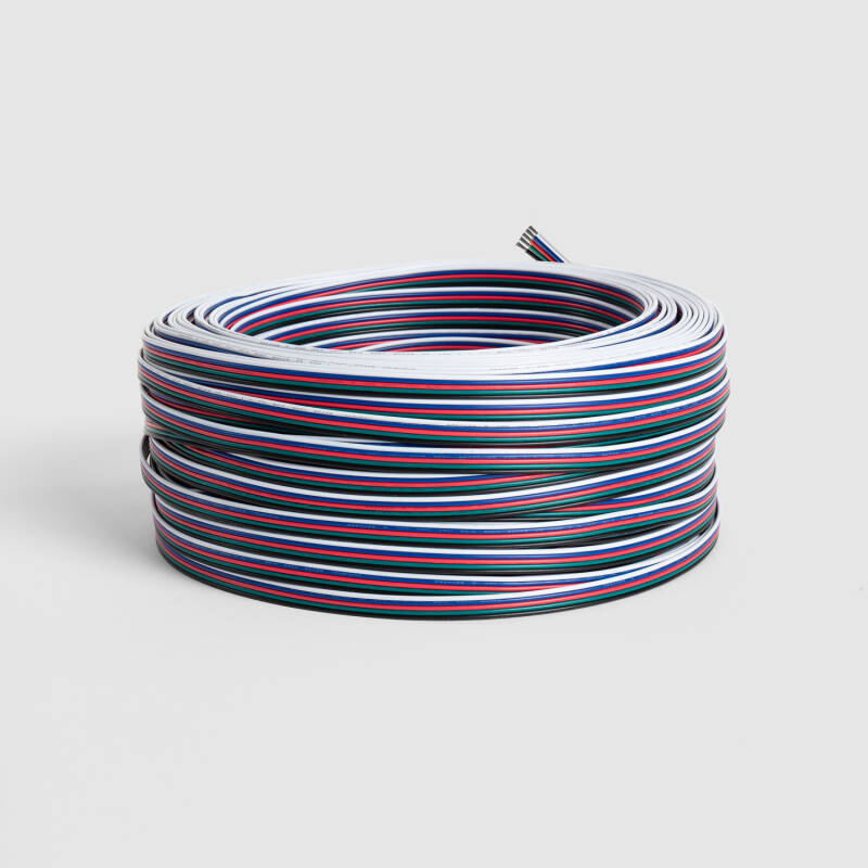 Imagem de Rolo de 100m de Cabo Elétrico Plano Mangueira 0,5mm² para Fitas de LED
