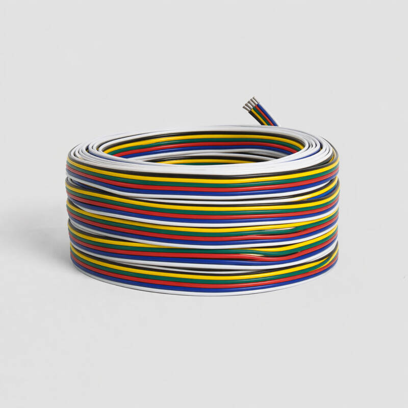 Imagem de Rolo de 100m de Cabo Elétrico Plano Mangueira 0,5mm² para Fitas de LED