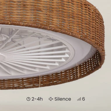 Imagen de Ventilador de Techo con luz Silencioso DC Ratán Nara