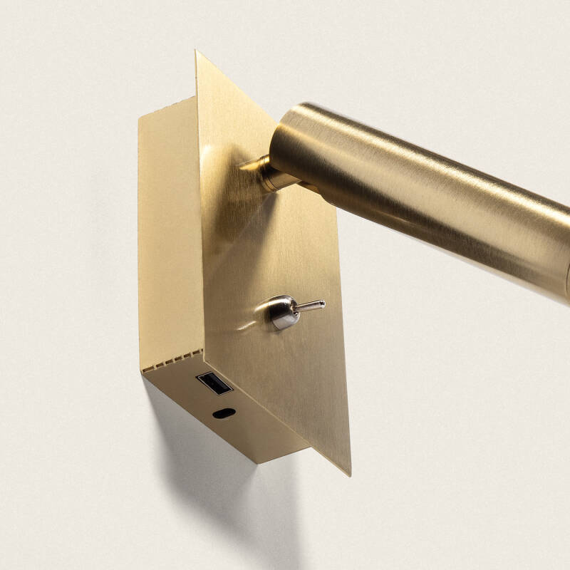 Imagen de Lámpara de Pared LED 2.5W Cuadrada Metal con Puerto USB Gazny