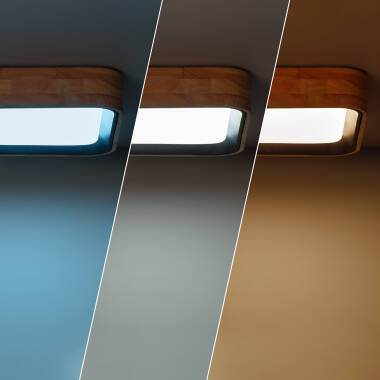 Imagem de Plafon LED 15W Quadrado Madeira 370x370 mm CCT Seleccionável Dari