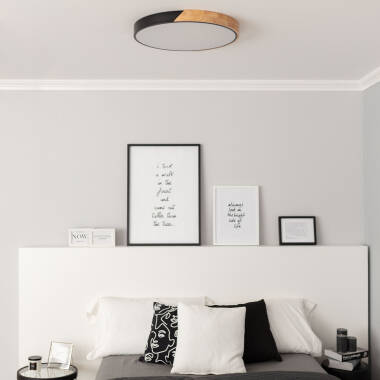 Imagem de Plafón LED 36W Circular Madeira Ø500 mm CCT Seleccionável Semi-Dari
