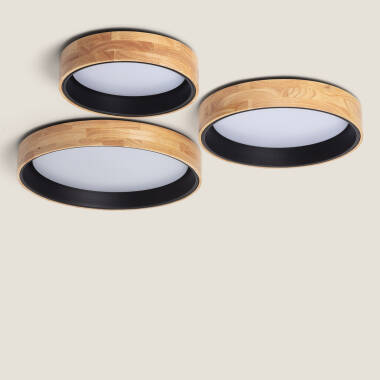 Imagem de Plafon LED 15W Circular Madeira Ø370 mm CCT Seleccionável Dari
