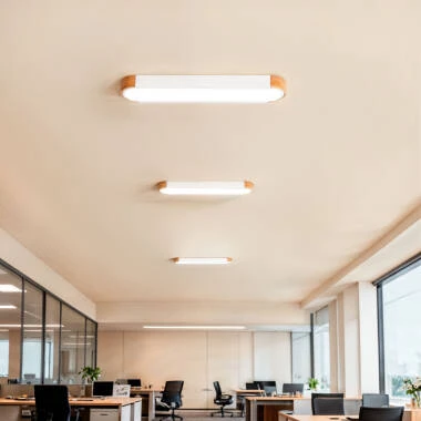 Imagen de Plafón LED 18W Madera y Aluminio 140x650 mm CCT Seleccionable Dari Lang