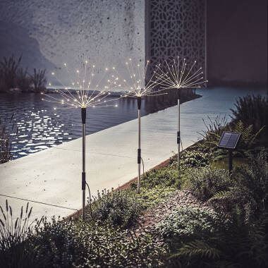 Imagem de Conjunto de 3 Espetos LED Exterior Solar Dente-de-Leão