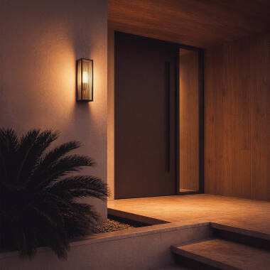 Imagen de Aplique de Pared Exterior Metal y Cristal Taiga