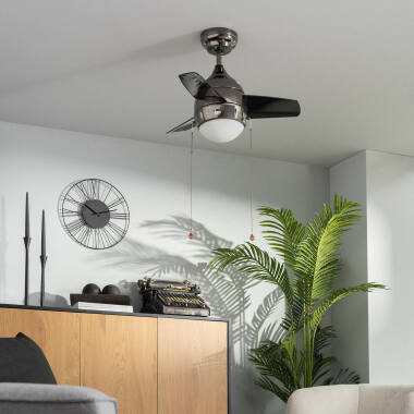Imagem de Ventoinha de teto LED preta 66 cm moderna