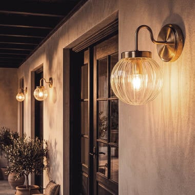 Imagen de Aplique de Pared Exterior Metal y Cristal Driyah