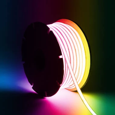 Tira LED RGB 220V WCOB 420 LED/m BOBINA 50m 15W/m SILICONE FLEX Ancho 12mm IP65 Corte 50cm