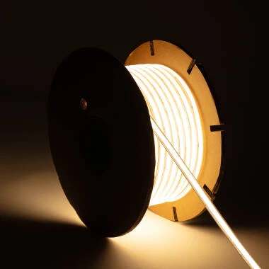 Fita LED Regulável 220V WCOB Autorectificada 260 LED/m ROLO 50m 15W/m 1350lm/m SILICONE FLEX Largura 10mm IP65 Corte 5cm