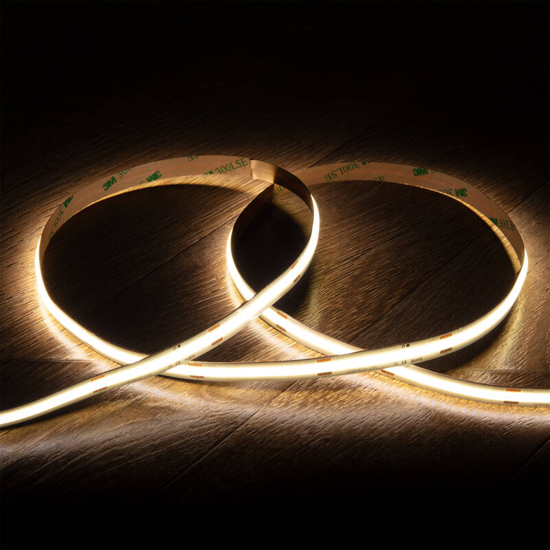 Imagen de Tira LED 24V COB 480 LED/m 5m 15W/m 1500lm/m High Lumen Ancho 10mm Corte 5cm IP20 CRI90