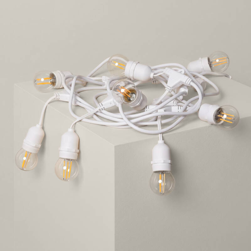 Imagem de Kit Grinalda Waterproof 5.5m Branco + 8 Lâmpadas LED E27 Filamento 4W