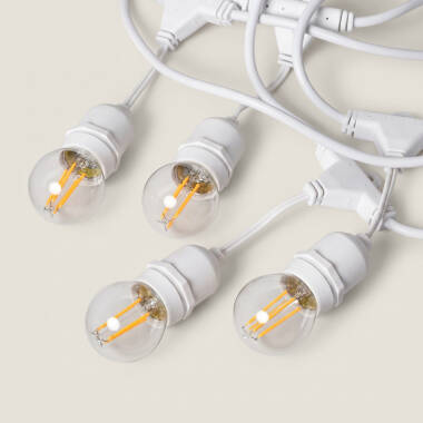 Imagem de Kit Grinalda Waterproof 5.5m Branco + 8 Lâmpadas LED E27 Filamento 4W