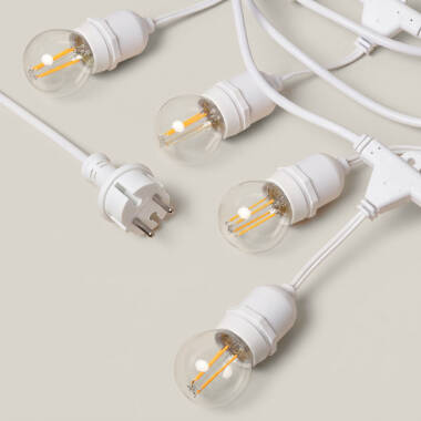 Imagem de Kit Grinalda Waterproof 5.5m Branco + 8 Lâmpadas LED E27 Filamento 4W