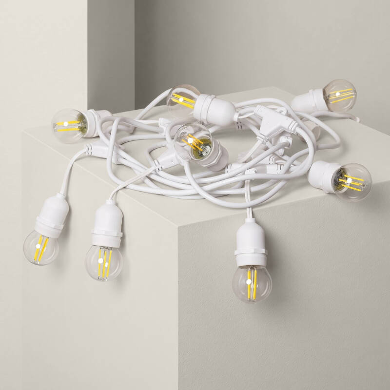 Imagem de Kit Grinalda Waterproof 5.5m Branco + 8 Lâmpadas LED E27 Filamento 4W