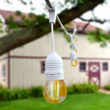 Imagem de Kit Grinalda Waterproof 5.5m Branco + 8 Lâmpadas LED E27 Filamento 4W