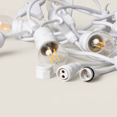 Imagem de Kit Grinalda Waterproof 5.5m Branco + 8 Lâmpadas LED E27 Filamento 4W
