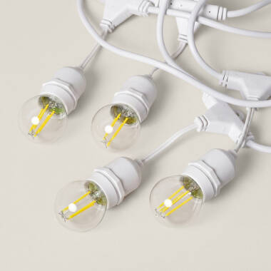 Imagem de Kit Grinalda Waterproof 5.5m Branco + 8 Lâmpadas LED E27 Filamento 4W