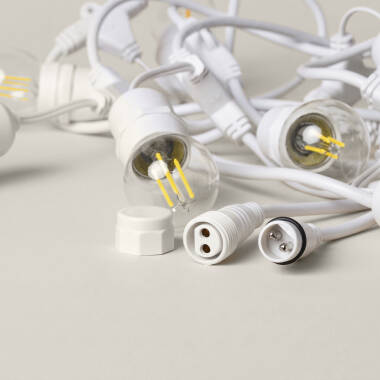 Imagem de Kit Grinalda Waterproof 5.5m Branco + 8 Lâmpadas LED E27 Filamento 4W