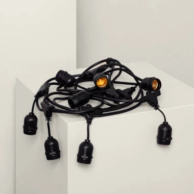 Grinalda Exterior com 8 Porta-Lâmpadas E27 5.5m Preto IP65