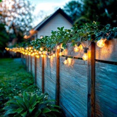 Kit Guirnalda Luces Exterior 10m Negro + 10 Bombillas Filamento LED E27 24V