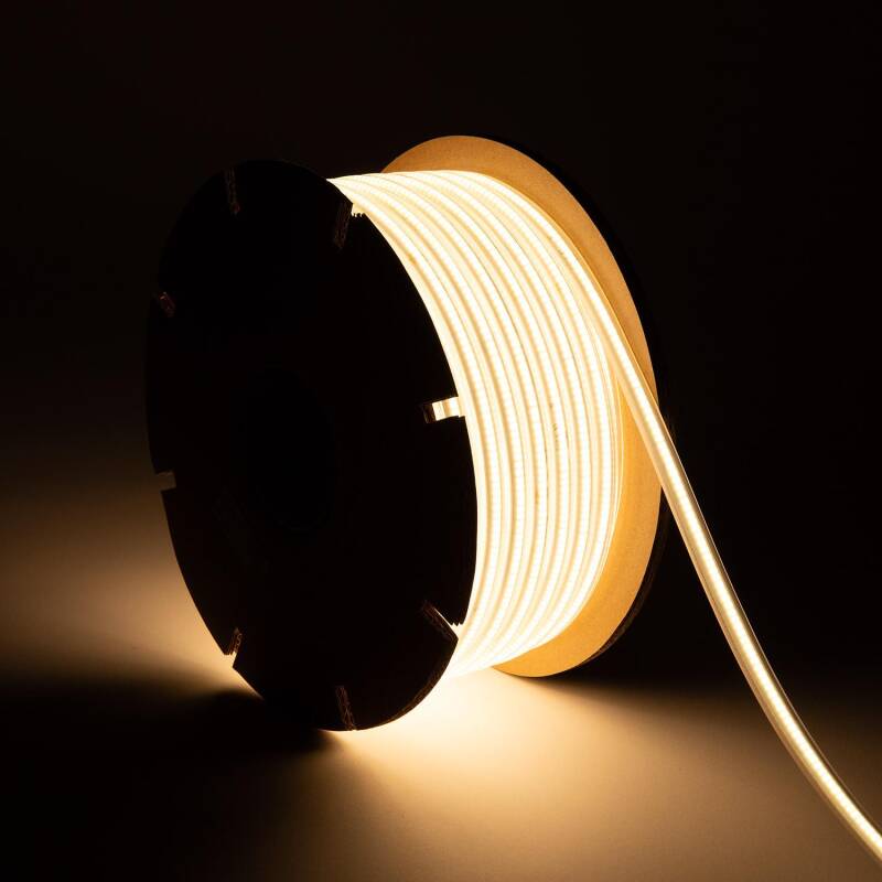 Imagen de Tira LED Regulable 220V COB Autorrectificada 320 LED/m BOBINA 50m 8W/m 720 lm/m Ancho 12mm Corte 50cm IP65 CRI90