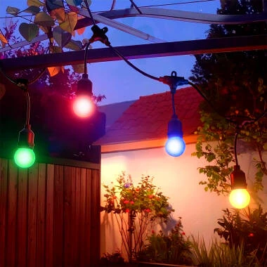 Kit Grinalda Waterproof 5,5m Preto + 8 Lâmpadas LED E27 G45 3W Coloridas