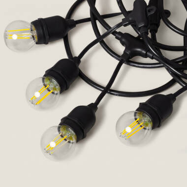 Imagem de Kit Grinalda Waterproof 5.5m Preto + 8 Lâmpadas LED E27 Filamento 4W