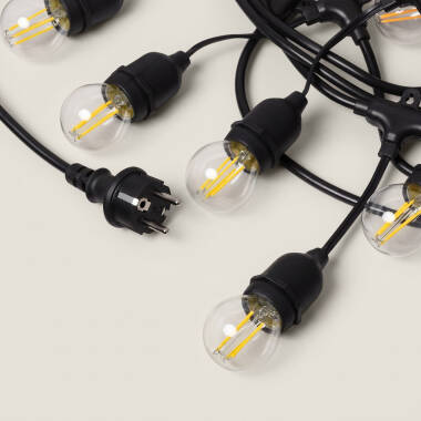 Imagem de Kit Grinalda Waterproof 5.5m Preto + 8 Lâmpadas LED E27 Filamento 4W