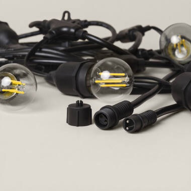 Imagem de Kit Grinalda Waterproof 5.5m Preto + 8 Lâmpadas LED E27 Filamento 4W