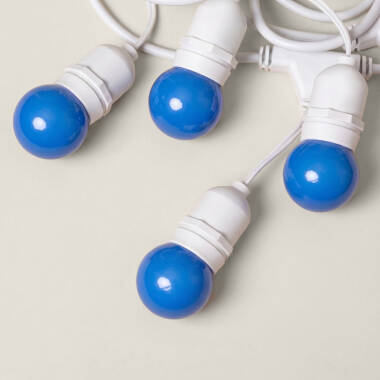Imagem de Kit Grinalda Waterproof 5,5m Branco + 8 lâmpadas LED E27 G45 3W Coloridas 
