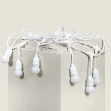 Kit Grinalda Waterproof 5,5m Branco + 8 lâmpadas LED E27 G45 3W Coloridas