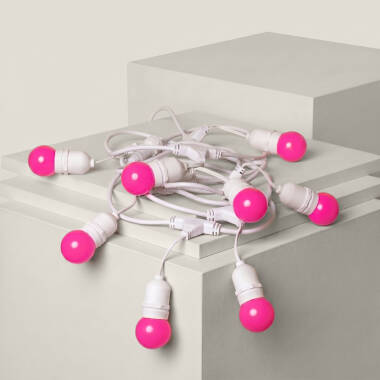 Kit Grinalda Waterproof 5,5m Branco + 8 lâmpadas LED E27 G45 3W Coloridas