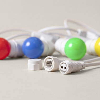 Imagem de Kit Grinalda Waterproof 5,5m Branco + 8 lâmpadas LED E27 G45 3W Coloridas 