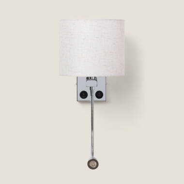 Imagen de Aplique de Pared con Pantalla Metal y Lino con Luz de Lectura Ozu