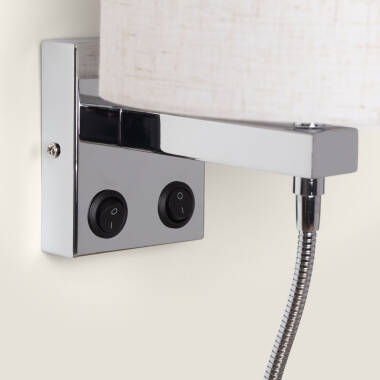 Imagen de Aplique de Pared con Pantalla Metal y Lino con Luz de Lectura Ozu