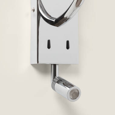 Imagen de Aplique de Pared con Pantalla de Metal y Lino con Luz de Lectura Suite