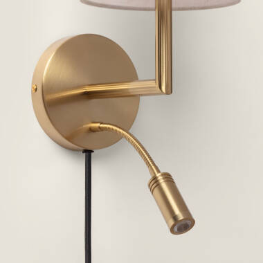 Imagen de Aplique de Pared con Pantalla Metal y Lino con Luz de Lectura Anji
