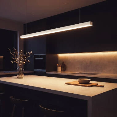 Imagem de Candeeiro Suspenso Linear LED 42W Aluminio CCT Iluminação Dupla Cara Funky Sly