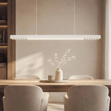 Candeeiro Suspenso Linear LED 42W Aluminio CCT Iluminação Dupla Cara Funky Chaka