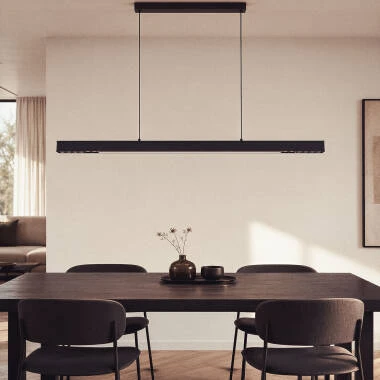 Imagen de Lámpara Colgante Lineal LED 42W Aluminio Blanco Seleccionable Iluminación Doble Cara Funky Chic