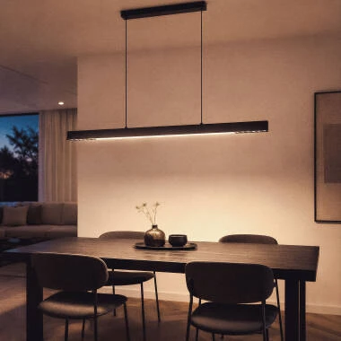 Imagen de Lámpara Colgante Lineal LED 42W Aluminio Blanco Seleccionable Iluminación Doble Cara Funky Chic