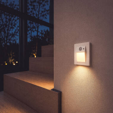 Imagen de Baliza de Pared LED Empotrable con Sensor PIR y Crepuscular Olite para Caja Universal