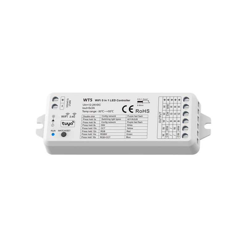 Imagen de Controlador WIFI Tira LED RGB+CCT 12-24V SKYDANCE WT5 Compatible con Mando RF