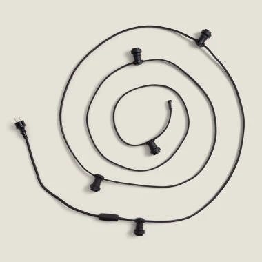 Guirnaldas para Exterior IP44 Cable Eléctrico Plano con Portalámparas E27 a Medida Negro