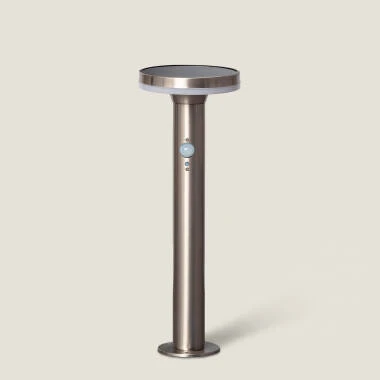 Baliza Solar Exterior LED 6W Superficie Pie 45cm con Detector de Movimiento Helios Inox