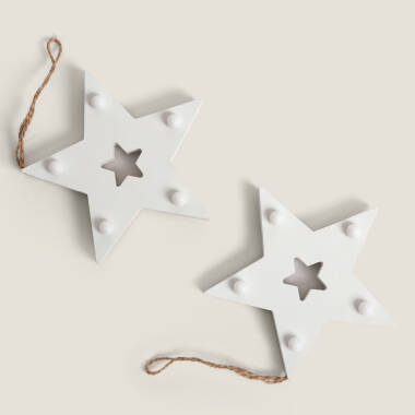 Estrela Natalícia Decorativa LED de Madeira Sira