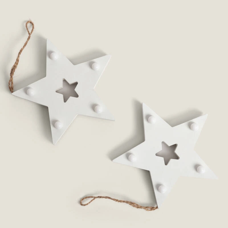 Imagen de Estrella Navideña Decorativa LED de Madera Sira