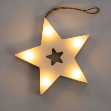 Imagen de Estrella Navideña Decorativa LED de Madera Sira